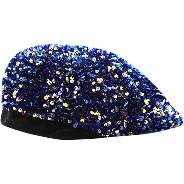 5188 Women Sparkly Sequin Beret Hat Shining French Style Beanie Fashion Artist Bling Beret Hats for Women Sequin Paris Artist Cap  main image 4