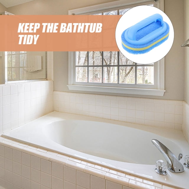 unbranded 2Ud Esponja Con Mango Para Limpieza De Baños Y Cocinas Color Azul