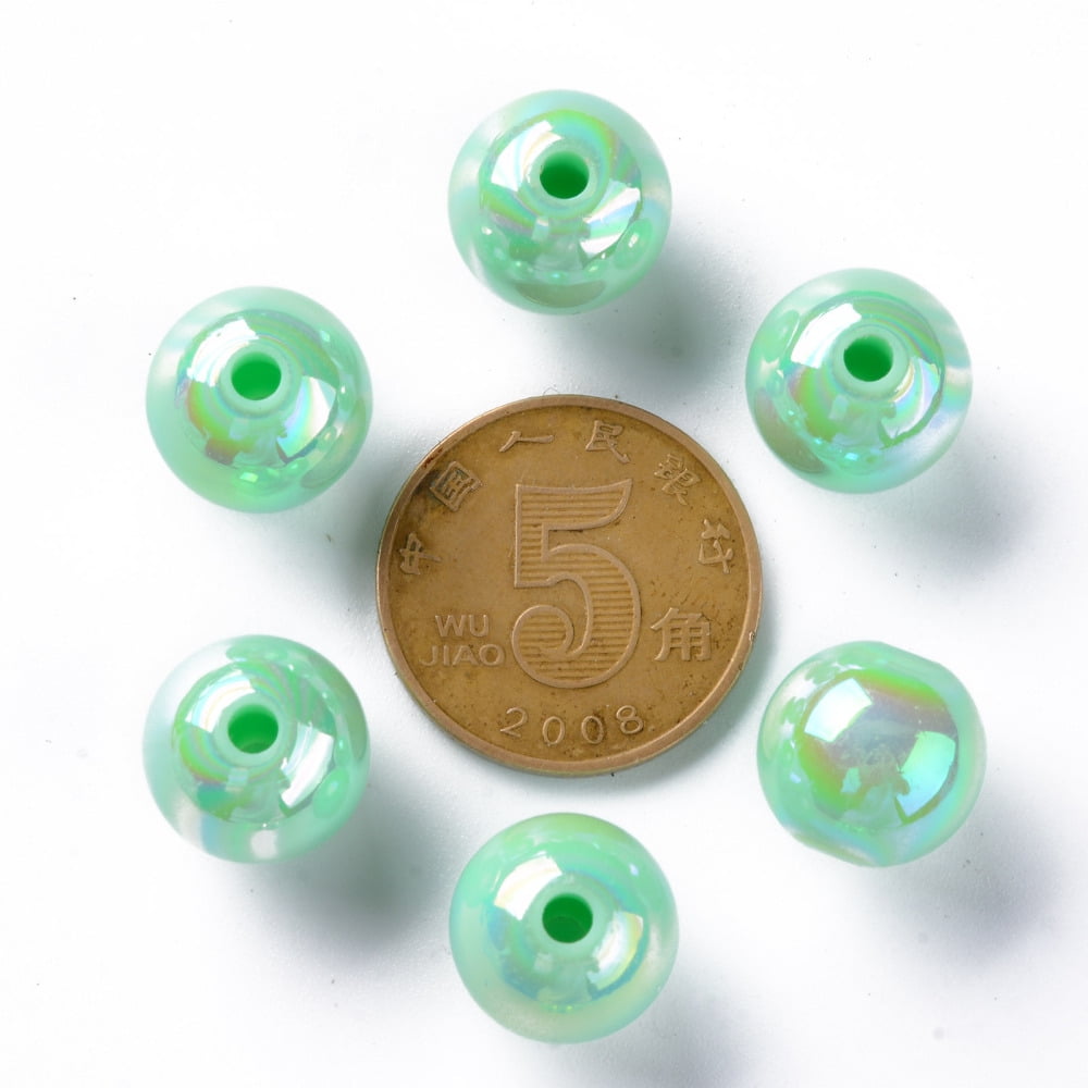 Opaque Acrylic Beads AB color Plated Round Aquamarine 12x11mm Hole: 2.5mm 566pcs/500g
