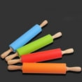 thumbnail image 3 of Joernso Rolling Pin Wooden Handle Good Toughness Silicone Wooden Handle Rolling Pin for Kitchen, 3 of 8