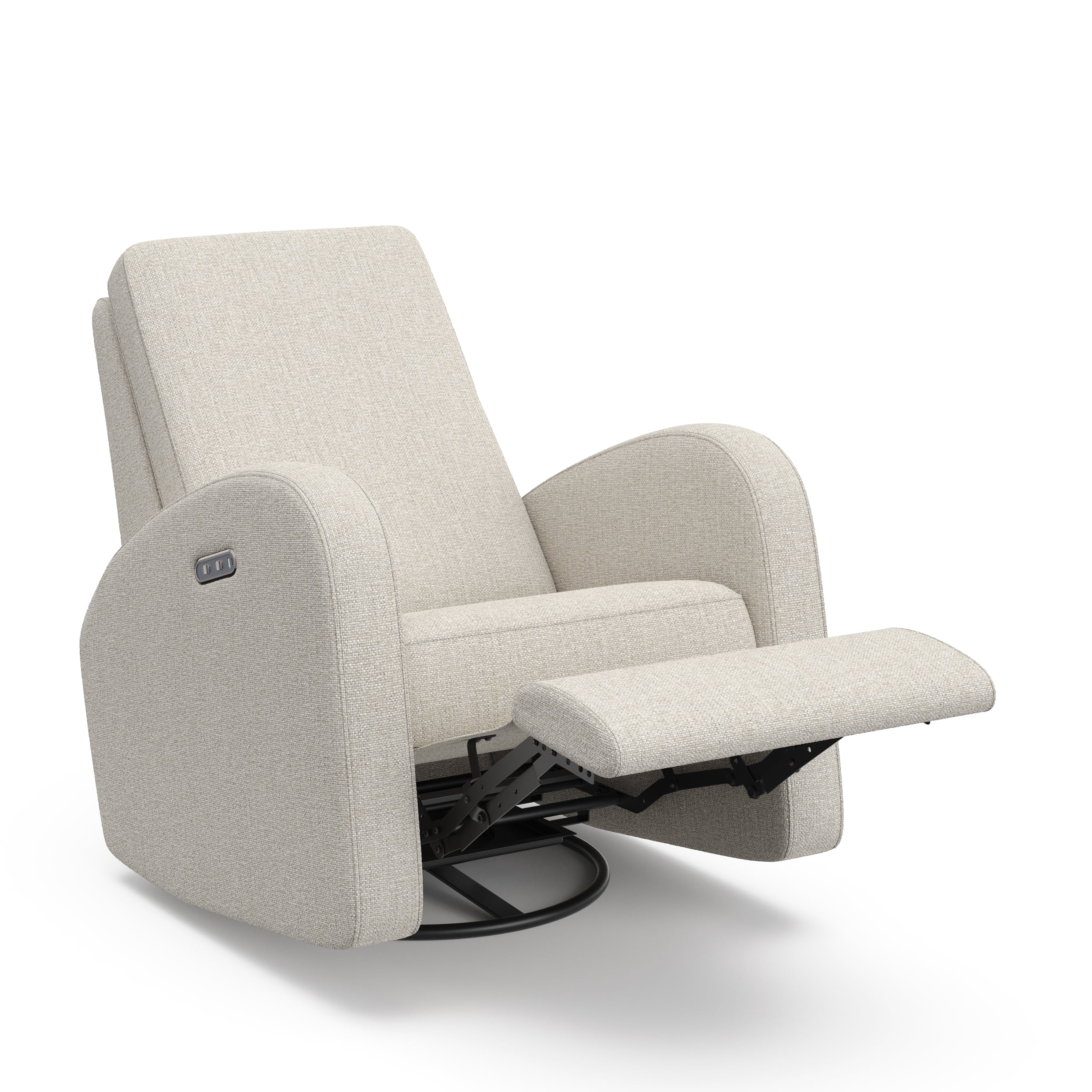 Storkcraft Santa Monica Infant Power Recliner Swivel Glider with USB, Dune Basketweave