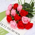 thumbnail image 3 of Red Fake Roses Artificial Flowers - 10 Pcs Fake Artificial Roses Silk Flowers with Stems for Home Wedding Hotel Office Centerpiece Decor, 3 of 5