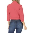 thumbnail image 3 of BODOAO Women's Casual 3/4 Sleeve Bolero Open Front Cardigan Jacket Work Office Blazer,Lightweight Cropped Cardigan Coat Solid Color Three Quarter Sleeve Sleeve Cardigan Short Small Coat Rose Gold S, 3 of 6
