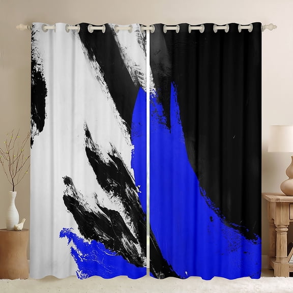 Castle Fairy Teens Black Blue Splash Black Out Curtains,Abstract Watercolor Curtains Pack of 2 (42x63 Each),Vintage Aesthetic Bedroom Curtains,Breathable Home Decor