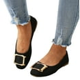 thumbnail image 3 of ZTTD Women Square Buckle Flat Shoes Slip On Shallow Mouth Simple Single Shoes Casual Shoes Work Shoes Black, 3 of 7