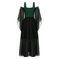 thumbnail image 4 of Ocealan Kids Girls Medieval Princess Dress-up Off Bell Sleeve Maiden Maxi Gown Dress Green 16, 4 of 7