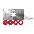 thumbnail image 1 of Graflsoa Plaque d'Insertion de Table de Toupie en Alliage d'Aluminium avec 4 Anneaux d'Insertion Rouges/noirs et Vis de Fixation pour Outils de Menuiserie (235x110x8mm), 1 of 5