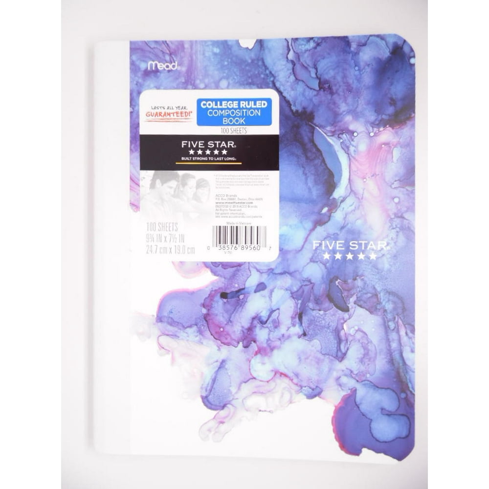 Mead Five Star Composition Notebook College Ruled 100 Sheets Purple
