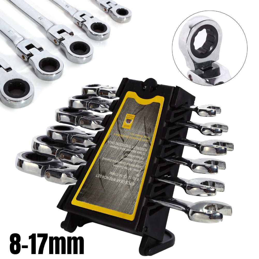 6 Piece Metric Flexible Ratchet Wrench Set Combination Ratcheting Repairing Tool