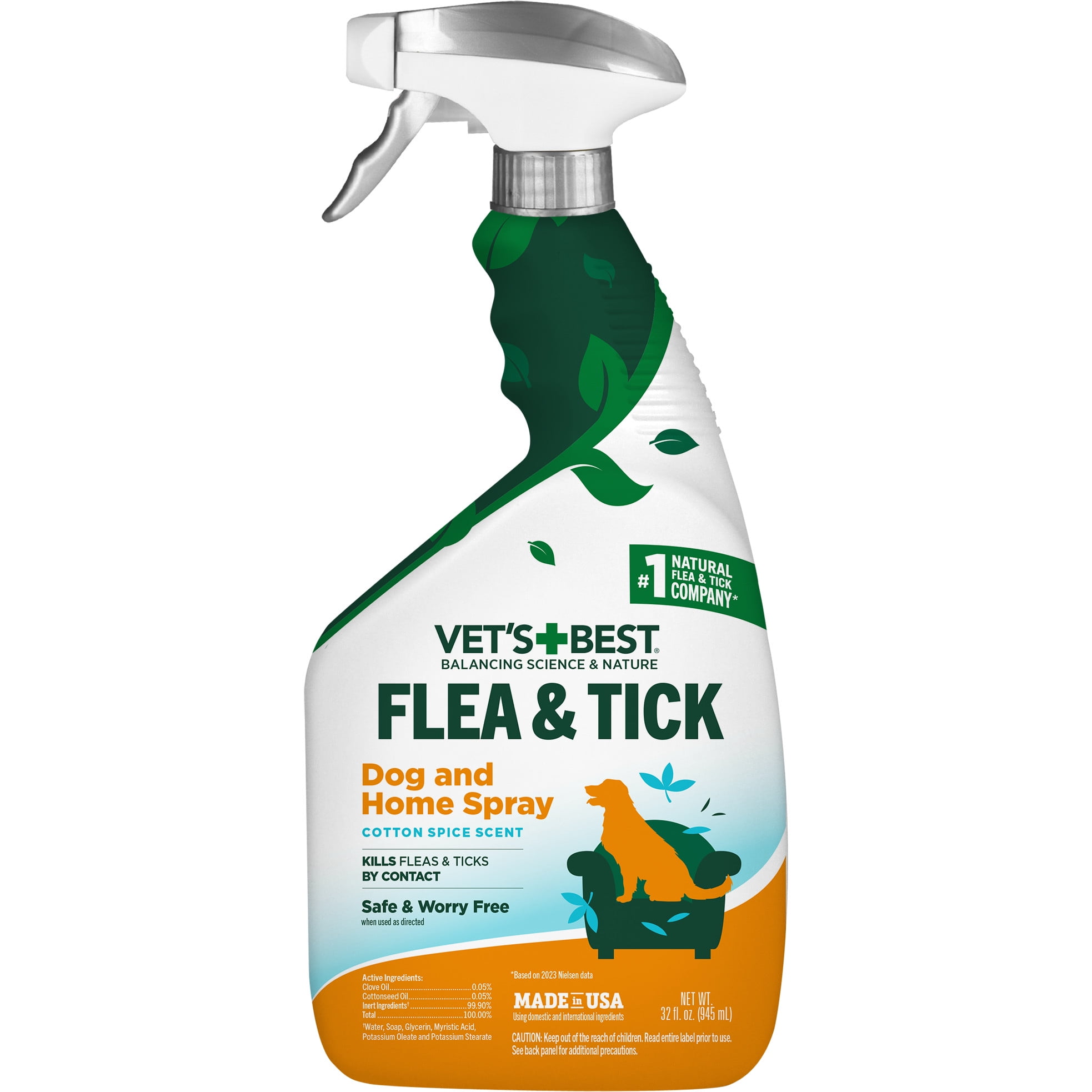 Vet s Best Natural Treatment Flea Tick Home Spray for Dogs and Pets 32oz Walmart