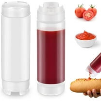 2 Pcs 20 oz Inverted Plastic Squeeze Bottles, Refillable Tip Large Valve Dispenser Condiment Squeeze Bottle for Sauces Ketchup Sour Cream Self Sealing Syrup Dispenser for Restaurants (White)