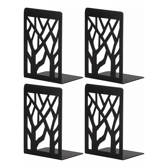 Sujeta libro Para Estantes Soporte Negro De Metal de 4 pcs