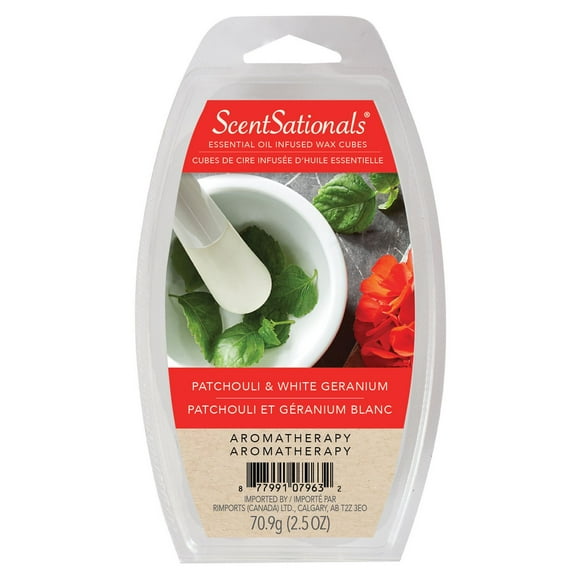 ScentSationals Scented Essential Oil Wax Cubes - Patchouli & White Geranium, 2.5 oz (70.9 g)