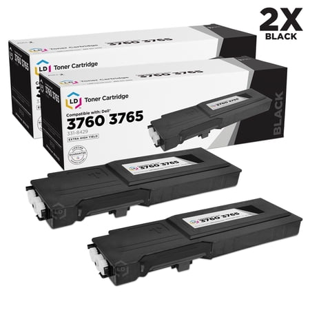 LD Compatible Dell 331-8429 / W8D60 Set of 2 Black Laser Toner Cartridges for use in Dell C3760DN  C3760N  & C3765NF s