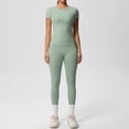thumbnail image 5 of Afdoent Workout Sets For Women Solid Color Breathable Yoga Workout Running Gym Fitness Short Sleeve High Waisted Leggings 2 Piece Outfit Track Suits, 5 of 5