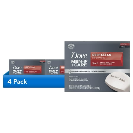 (4 pack) Dove Men+Care Limited Editon FIFA Body & Face Bar Soap Deep Clean 3.75 oz 8 Bars