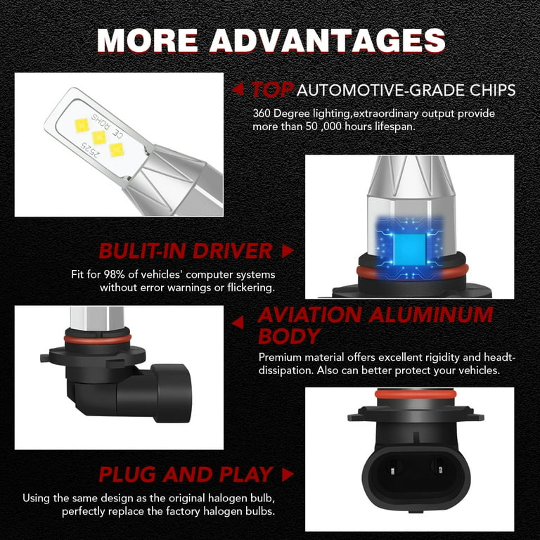 For 2016-2019 Dodge Charger LED Headlight Bulbs 9005 Low Beam Replacement Light 6000k White