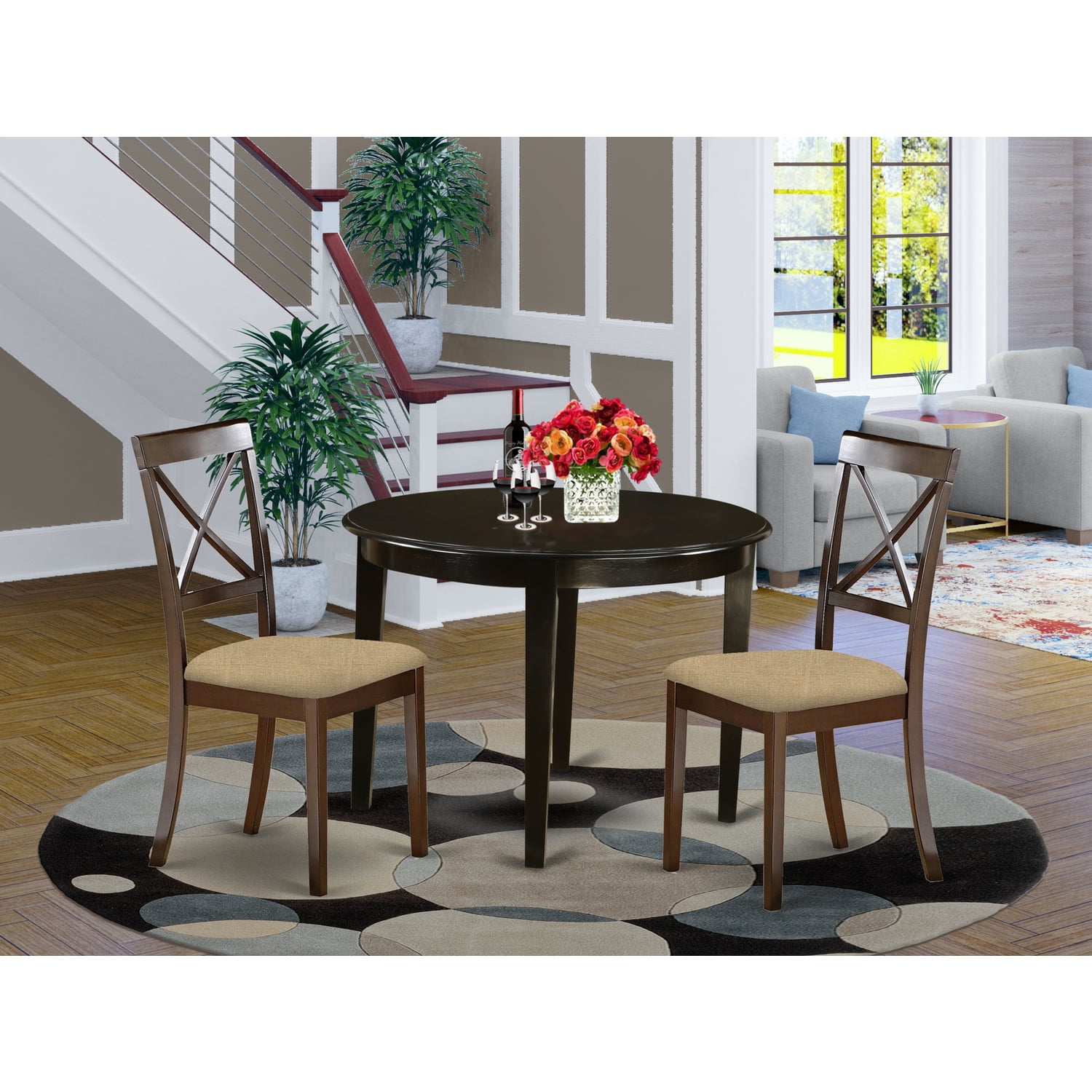 Bost3 Cap C 3 Pc Small Kitchen Table Set Round Table And 2 Dining Chairs Walmartcom Walmartcom