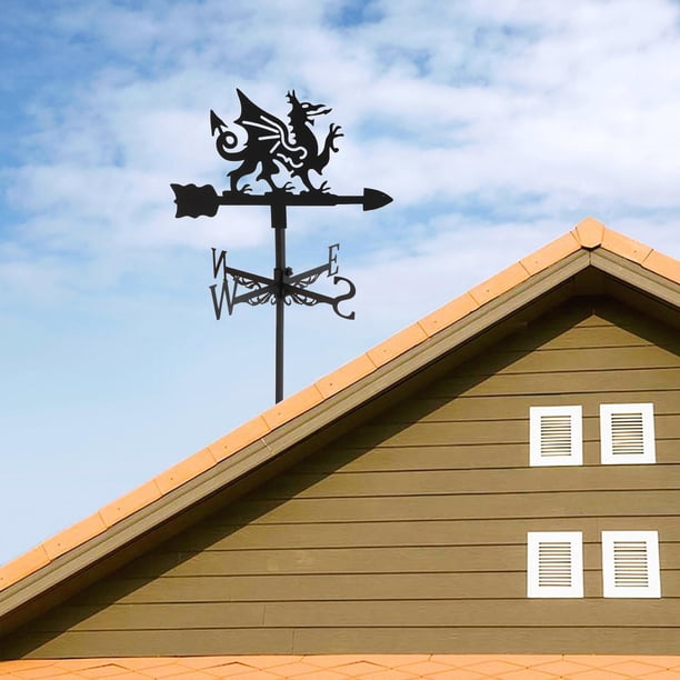 Veleta de hierro, indicador de dirección del viento, soporte de techo de viento para patio Sharpla Veleta