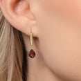 thumbnail image 3 of Gem Stone King 10K Yellow Gold Red Garnet and Lab Grown Diamond Dangle Earrings for Women | 2.70 Cttw | Gemstone January Birthstone | Pear Shape 8X6MM, 3 of 6