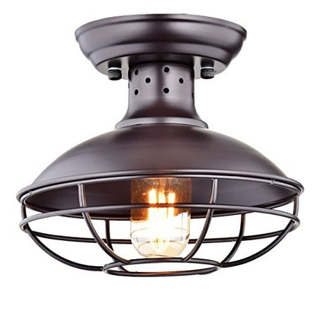 - Dazhuan Industrial Vintage Metal Cage Pendant Lighting Semi Flush Mount Ceiling Light Lamp Fixture ORB Hanging Chandelier