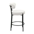 thumbnail image 4 of Modern Bar Stools Set of 2, 26" Fabric Upholstered Counter Height Bar Stools,Round Low Back Kitchen Stools with Metal Legs for Dining Room, Island, Bistro, Black White, 4 of 7