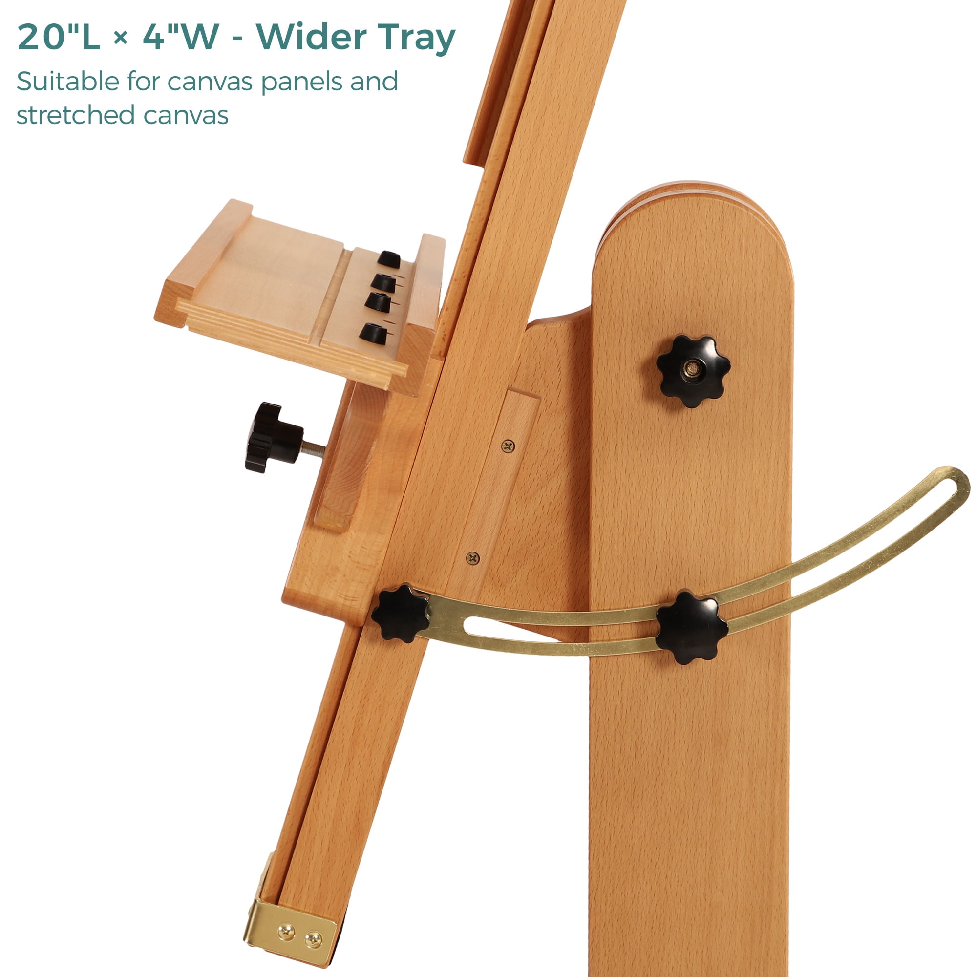 VISWIN Extra-Large Studio Easel, Hold Canvas to 71", Tilts Flat - Natural