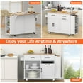 thumbnail image 4 of Frmobepts Rolling Kitchen Island with Drop Leaf, Tilt Out Kitchen Trash Cabinet 10 Gallon Storage, Kitchen Cart Island with Rubber wood Top, Spice Rack and Drawers,White, 4 of 9