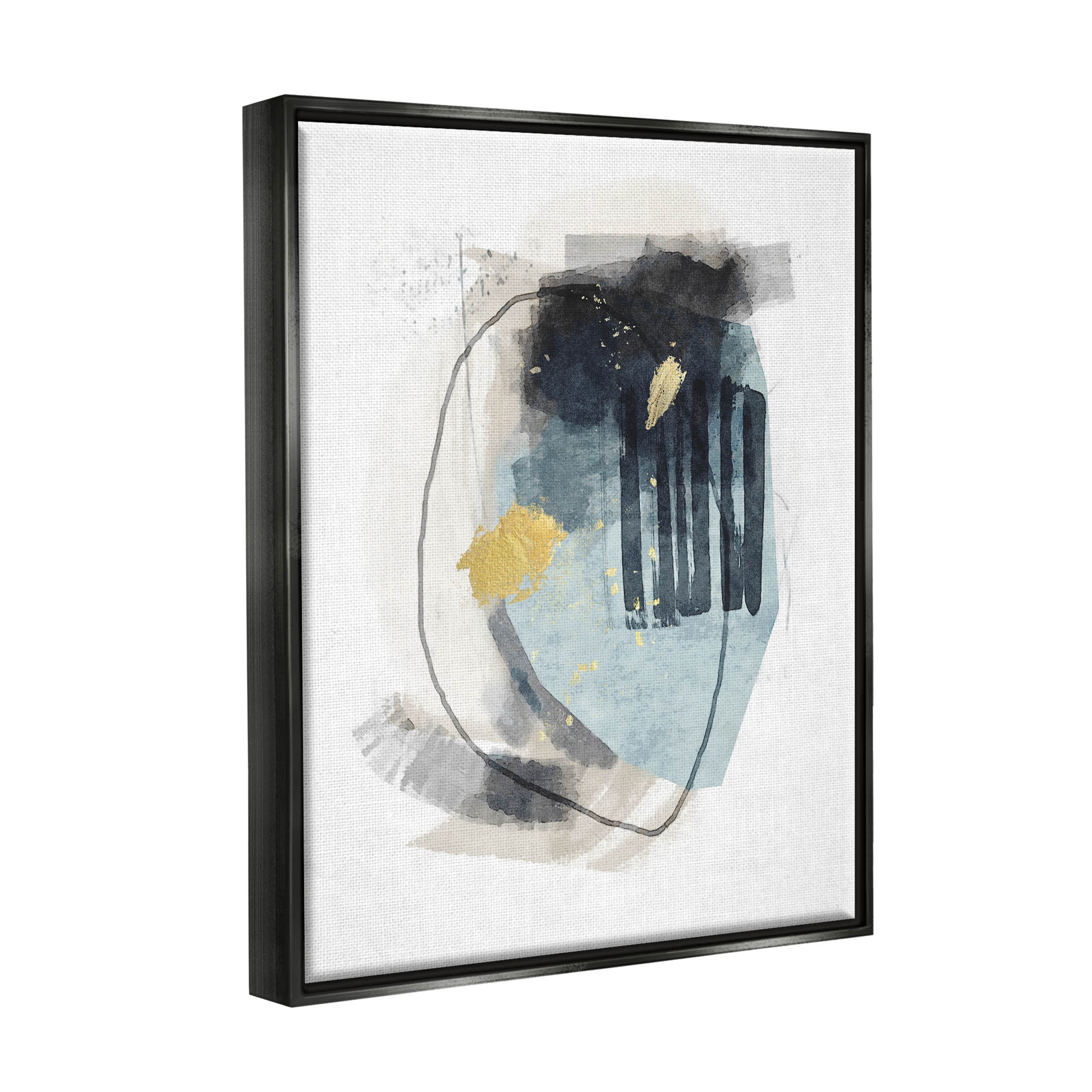 Layered Abstract Circle Shapes Abstract Graphic Art Jet Black Framed Art Print Wall Art