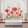 thumbnail image 2 of Ambesonne Floral Kitchen Curtains, Romantic Tulip Blossoms, 55"x45", Vermilion Green Peach, 2 of 3