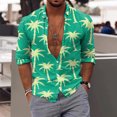 thumbnail image 2 of Camisas Manga Larga Hombre Hombres Casual Manga larga Otoño Invierno 3D Impreso Camisas Top Blusa Camisas (Green, M), 2 of 5