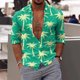 thumbnail image 2 of Camisas Manga Larga Hombre Hombres Casual Manga larga Otoño Invierno 3D Impreso Camisas Top Blusa Camisas (Green, XL), 2 of 5