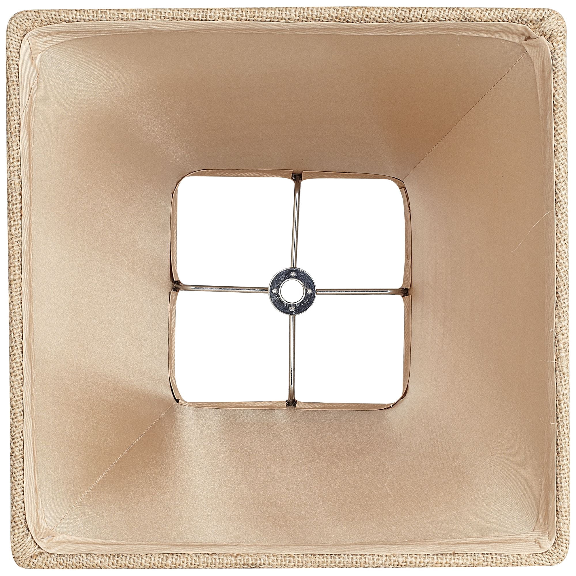 Springcrest Set of 2 Square Lamp Shades Natural Burlap Small 5.25" Top x 10" Bottom x 9" High Spider with Harp and Finial Fitting