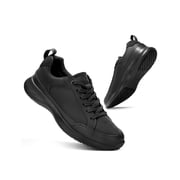 SPIEZ Men's Non-Slip Work Shoes, ASTM F2892 Certified Waterproof Oil-Resistant Safety Sneakers for Food Service, Warehouse & Outdoor - Black, Size 12