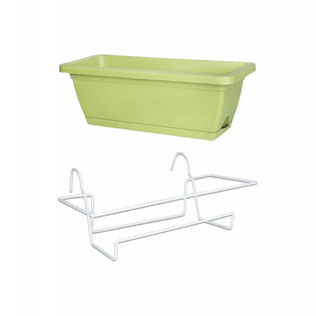 jinwen Balcony Hanging Planter with Bracket Easily Install Versatile 17x7.4x5.9inch White Rack
