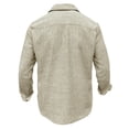 thumbnail image 6 of Yaoyar Men's Pure Color Double Pocket Cotton Linen Long Sleeve Lapel Shirt Casual Dailywear Cargo Shirts, 6 of 7