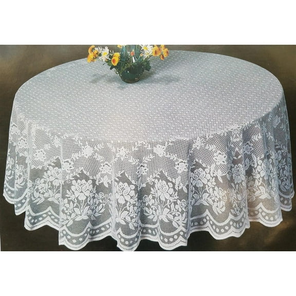 70 inch Lace Tablecloth Round with Floral Pattern for Birthday Party, Wedding Reception