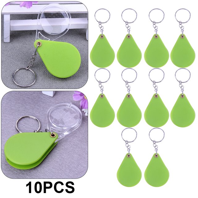 10X Lente Vidrio Portátil Plástico Con Tapa Llavero () Verde