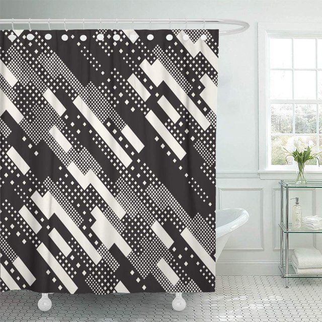 Cortina de ducha ABPHQTO de baño de píxeles cuadrados abstracto 165x180 cm