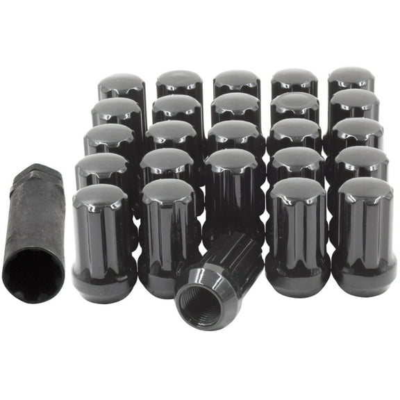 20 Pcs 14mm 1.50 Thread Lug Nuts Short Truck 7 Spline 1.5 Long Black Fits Chevy Camaro, Chrysler 300, Dodge Charger Challenger, 2015  Ford Mustang, 2021  Jeep Wrangler