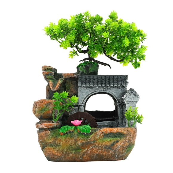 Interior de Fuente de Mesa de Cascada, Plantas de Rueda de Agua de Mesa de Agua que Fluye Rockery