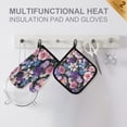 thumbnail image 4 of Yayeee Oven Mitts and Pot Holder Set of 4 Heat Resistant Kitchen Gloves Baking Hot Pad, Pink and Purple Flowers, 4 of 5
