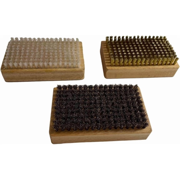 Snowboard Wax Brush Set (3-Piece) - Horsehair, Nylon & Brass Brushes for Base Structure Renewal(B)
