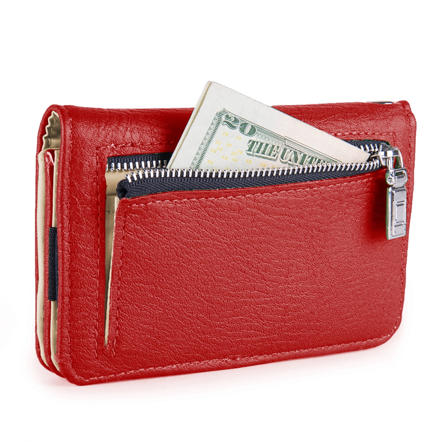 Women Clutch Wristlet Wallet Case with Phone Compartment (Wine)