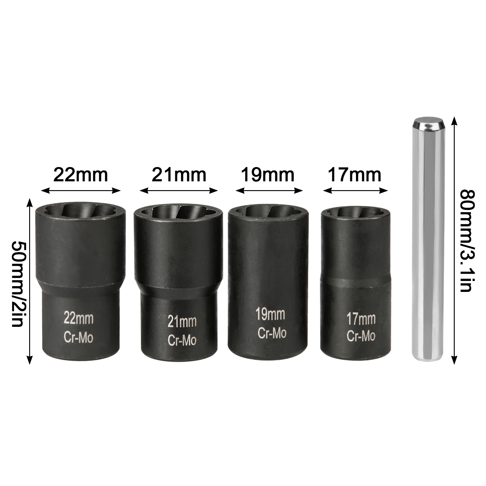 Tonsiki 5-Piece 1/2 Inch Drive Lug Nut Extractor Set photo 3