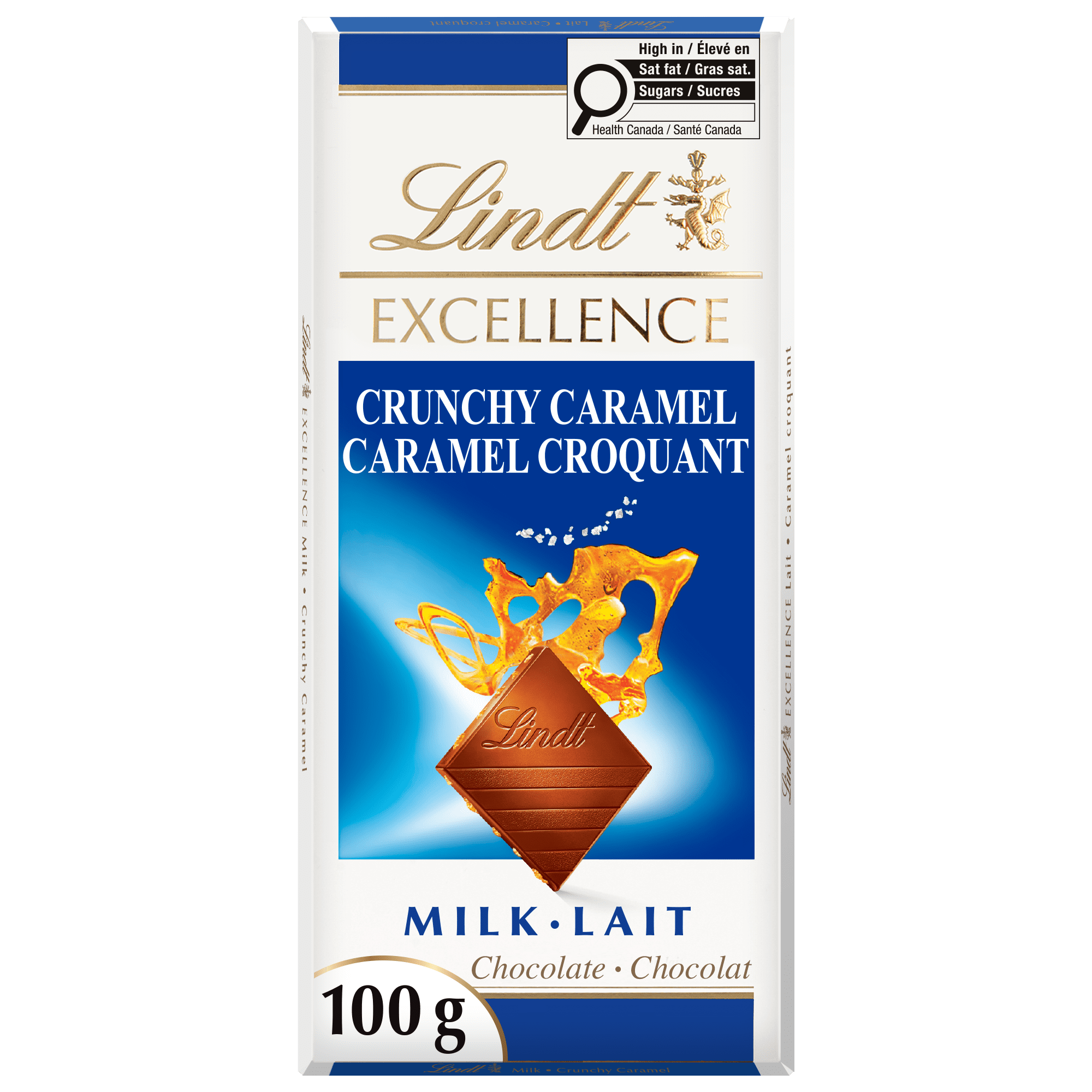 Lindt EXCELLENCE Crunchy Caramel Milk Chocolate Bar, 100 Grams