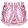 thumbnail image 3 of TiaoBug Women Metallic Shorts Shiny Rave Booty Shorts Hot Pants Yoga Dance Bottoms Pink S, 3 of 7