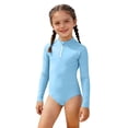thumbnail image 3 of Ytxxxx Girls Zip-Up Solid Color Quick Dry One-Piece Swimsuits Light Blue 7-8 Years, 3 of 4