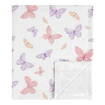 Sweet Jojo Designs Butterfly Blush Pink and Purple Girl Baby Receiving Security Blanket