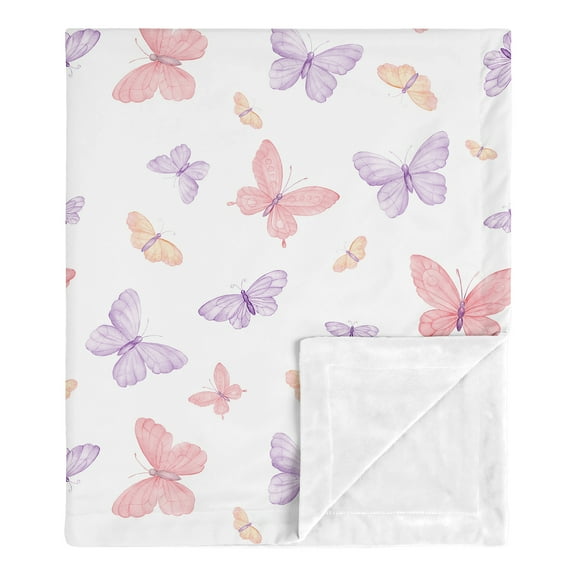 Sweet Jojo Designs Butterfly Blush Pink and Purple Girl Baby Receiving Security Blanket